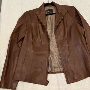 Cole Haan Women's Brown Lambskin Leather Jacket
